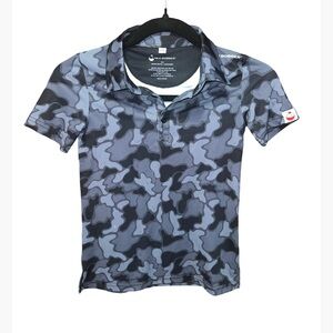 Kids blue grey camo fishing golfing polo red bobber 5T